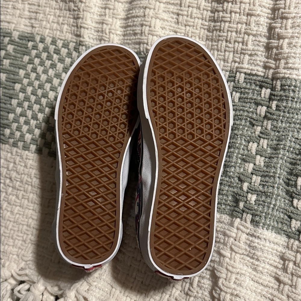 Vans Floral Slip-On Shoes in Red, White, and Blue - Picture 5 of 5